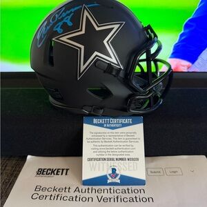 Dallas Cowboys Eclipse Drew Pearson Signed Mini Helmet Beckett COA